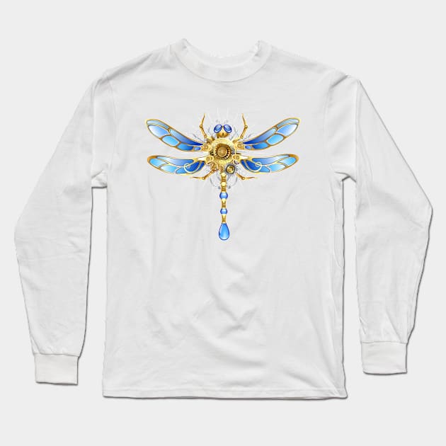 Mechanical Dragonfly on a White Background ( Steampunk ) Long Sleeve T-Shirt by Blackmoon9